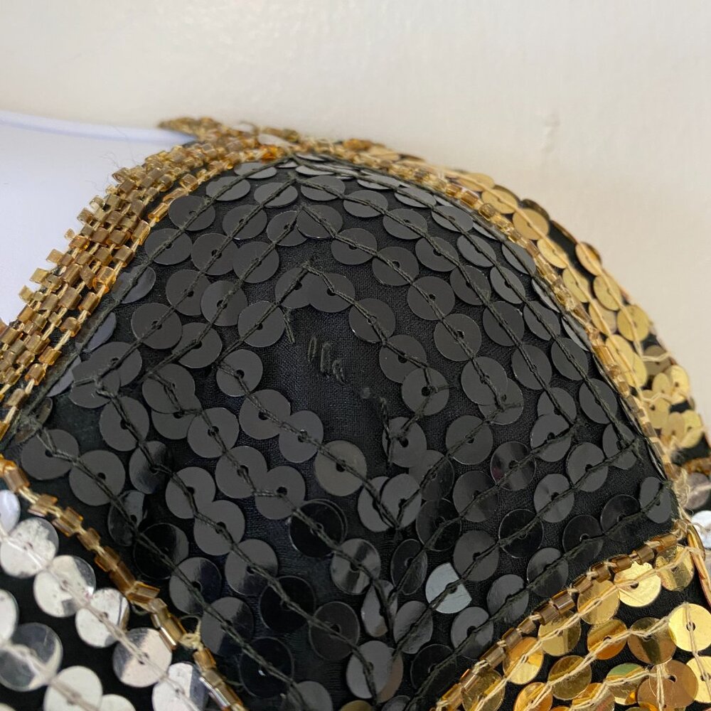 Vintage Scala Diamond Pattern Sequin Short Sleeve… - image 4